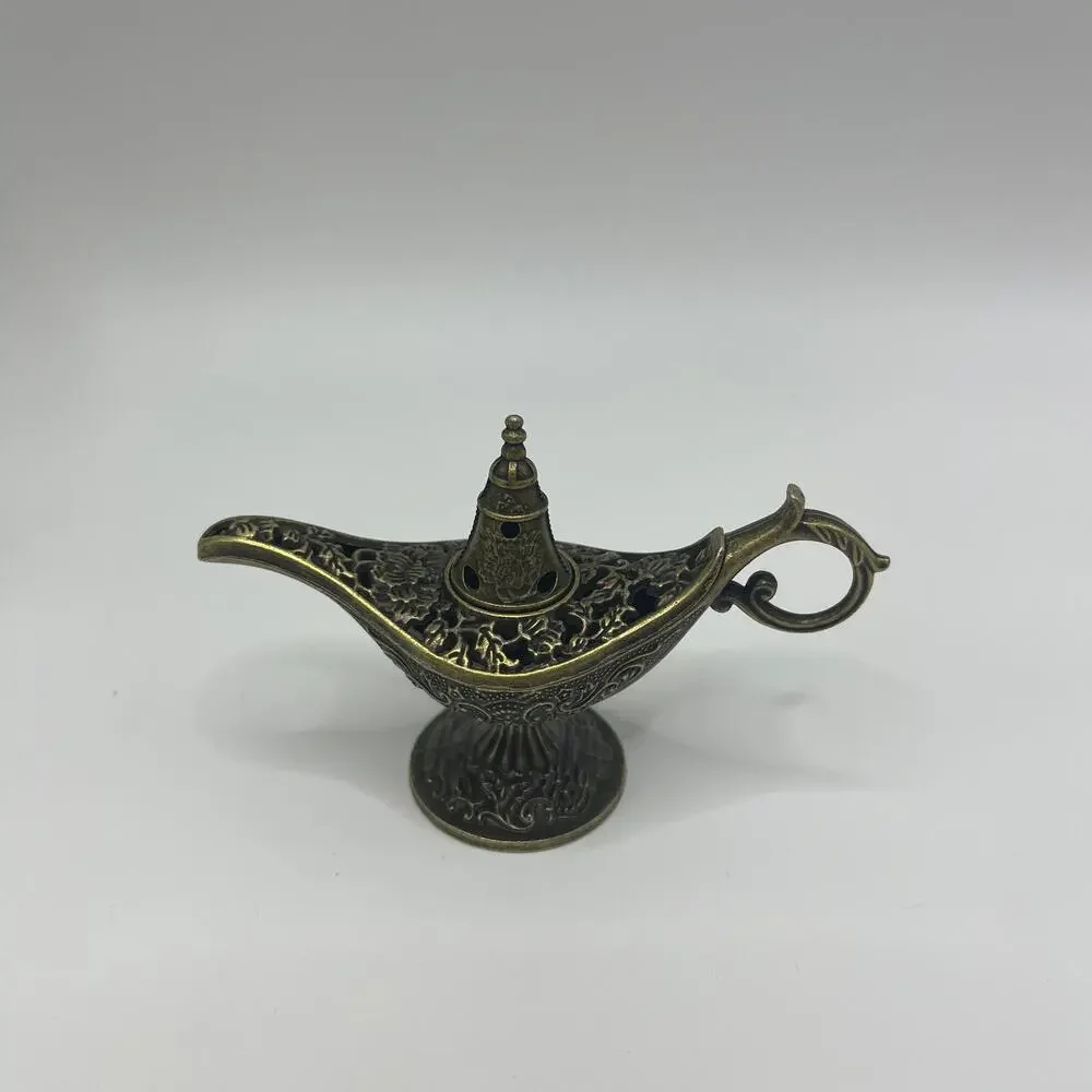 2‑Pack Aladdin Magic Lamp Alloy Incense Burners, Vintage Home Decor Ornaments